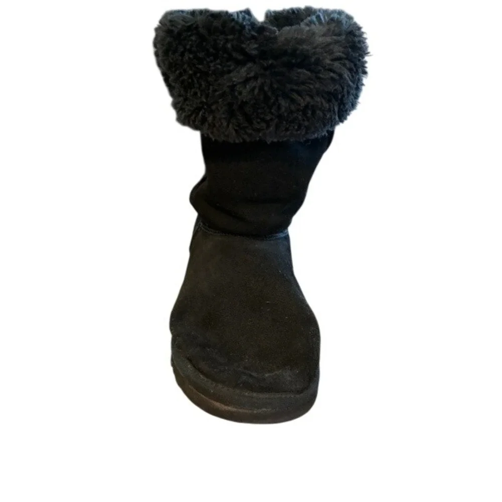 UGG‎ Classic Tall Boots Women 8 Black Good Suede Shearling Lined Winter Mid Calf